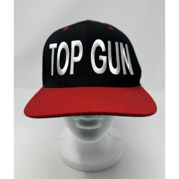 Top Gun Yupoong Black White SnapBack Wool Hat Vintage Tom Cruise Navy OSFM - Picture 1 of 11